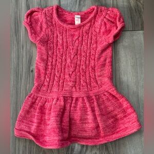 Cherokee Baby Pink Cable Knit Short Sleeved Sweater Dress Valentines Size 18M